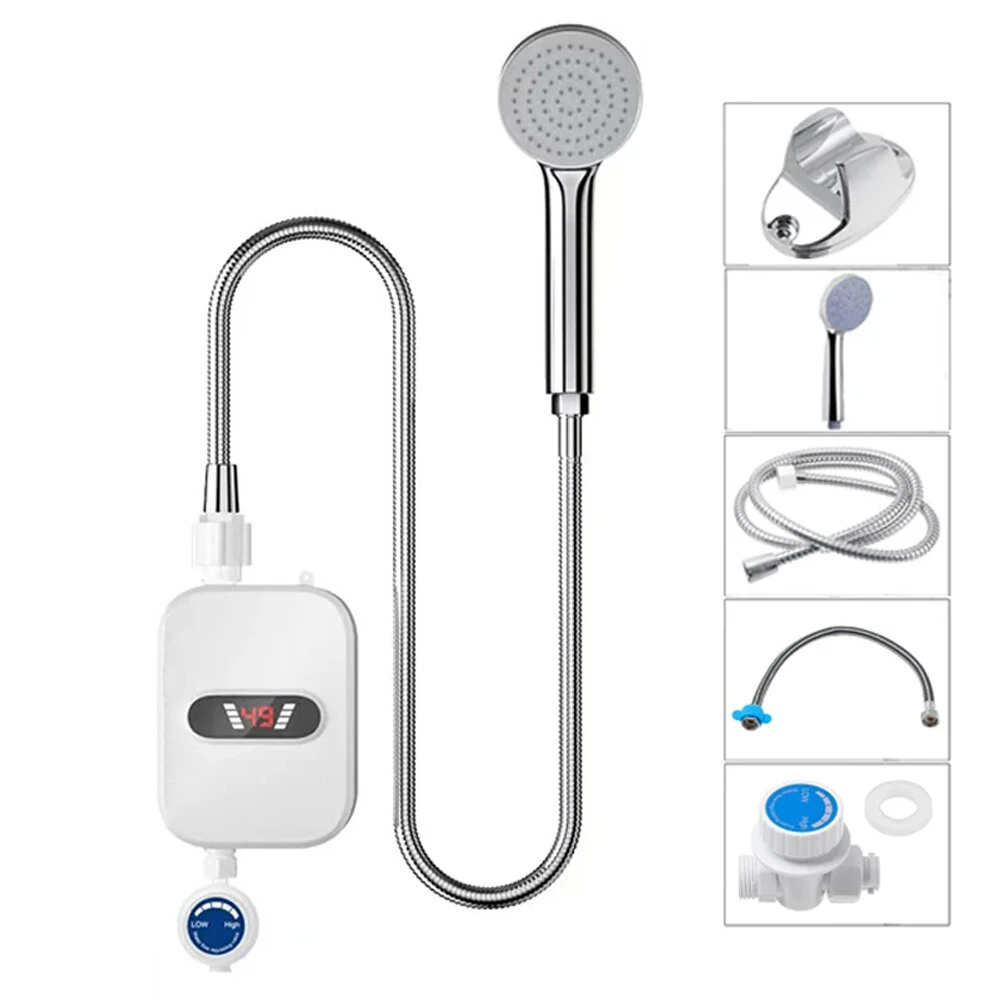 3000W/3500W Portable Mini Water Heater 110V/220V Instant Electric Heater IPX4 Waterproof Adjustable Temperature for Shower EU/UK/US Plug (image for) 3000W/3500W Portable Mini Water Heater 110V/220V Instant Electric Heater IPX4 Waterproof Adjustable Temperature for Shower EU/UK/US Plug